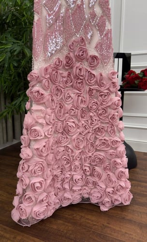 فستان سهره فخم وردي