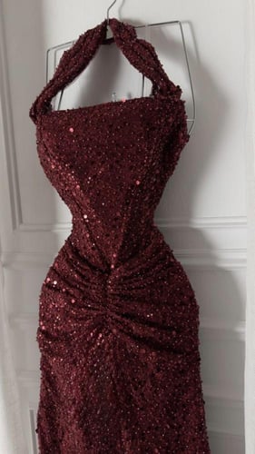 فستان سهره فخم عنابي