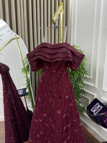 فستان سهره فخم عنابي