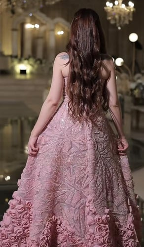 فستان سهره وردي فخم