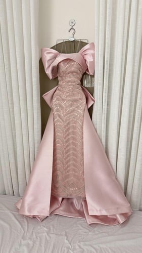 فستان سهره فخم وردي