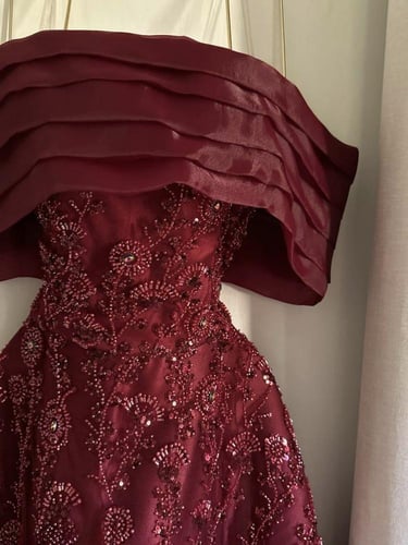 فستان سهره فخم عنابي