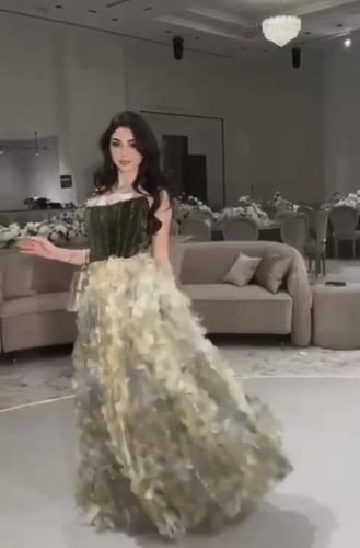 فستان سهره زيتي وليموني فخم