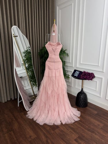 فستان سهره وردي تل