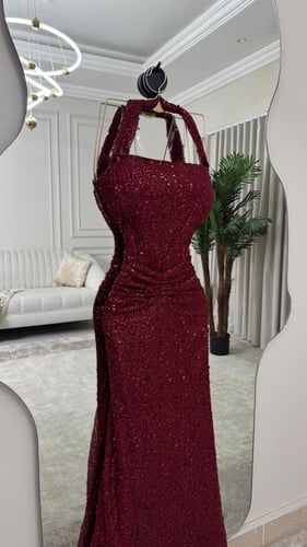 فستان سهره عنابي فخم