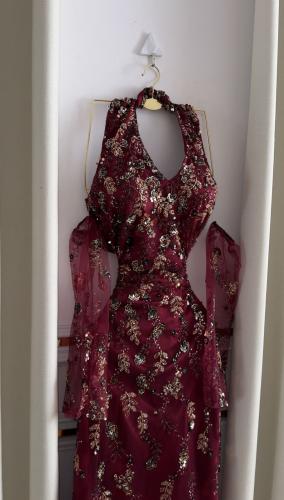 فستان سهره فخم عنابي