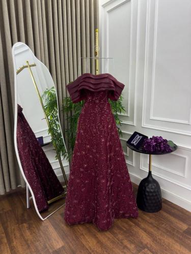 فستان سهره فخم عنابي