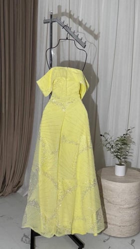 فستان سهره فخم ليموني