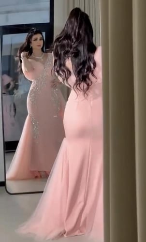 فستان سهره وردي فخم