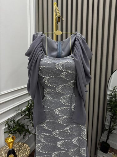 فستان سهره فخم رصاصي