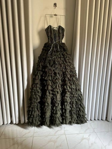 فستان سهره زيتي فخم