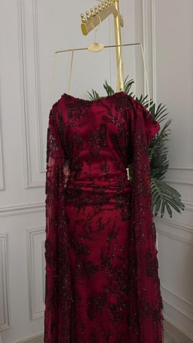 فستان سهره عنابي فخم