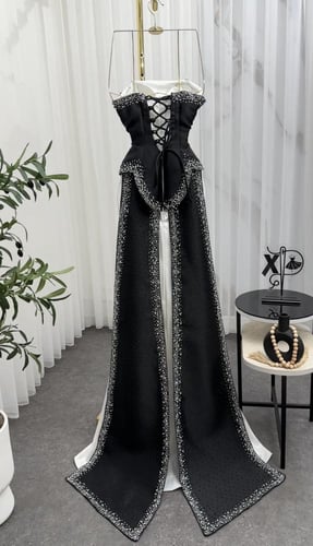 فستان سهره ابيض واسود فخم