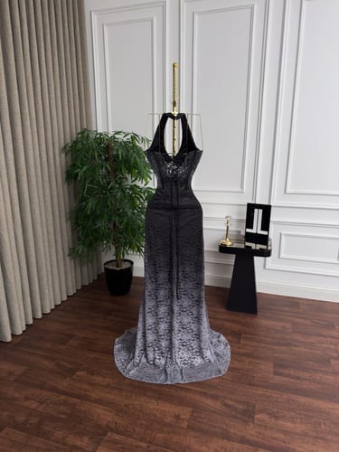 فستان سهره اسود ورصاصي