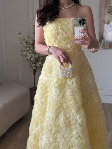 فستان سهره ليموني فخم