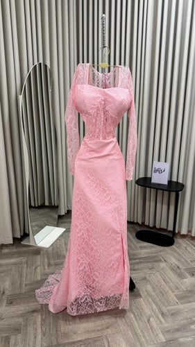 فستان سهره دانتيل وردي