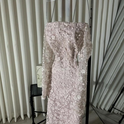 فستان سهره فخم وردي