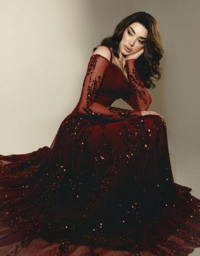 فستان سهره برغندي فخم