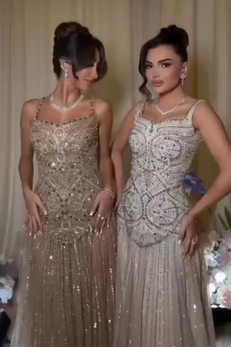 فستان سهره بيج ذهبي فخم