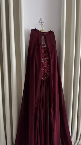 فستان سهره فخم عنابي