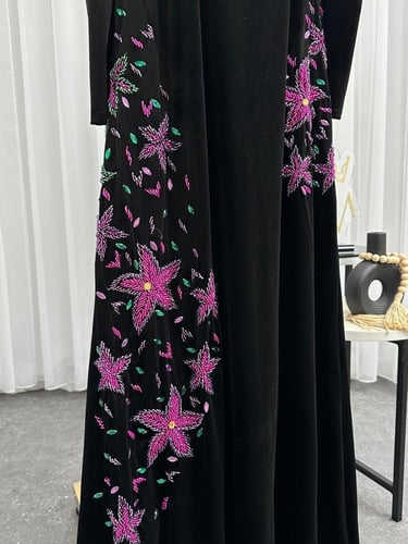 فستان سهره مخمل اسود ياسمين