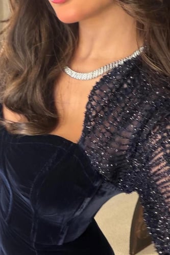 فستان سهره كحلي مخمل راقي