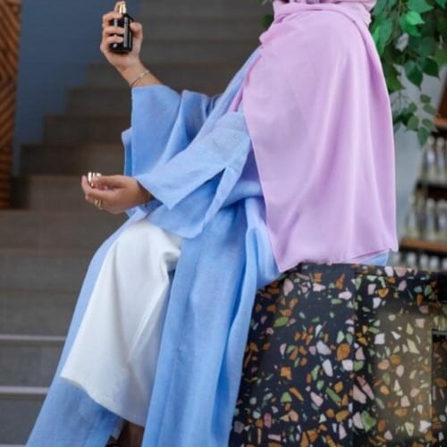 عباية نصف مشلح كتان بشت خفيف بألوان صيفية