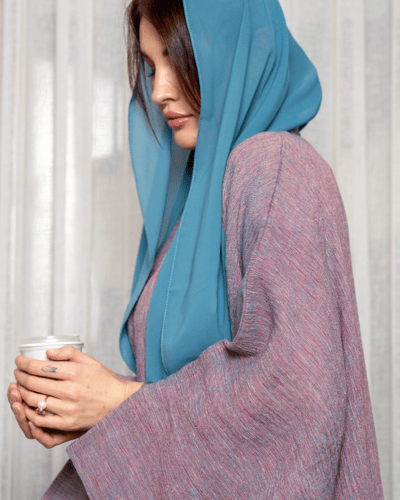 عباية نصف مشلح كتان طبيعي مكرمش خفيفة للصيف