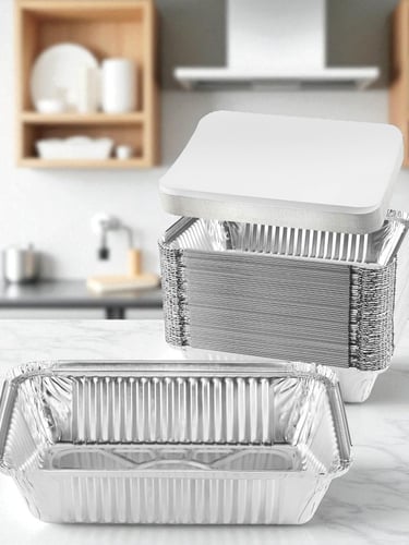 صحن ألومنيوم - مع غطاء - 6013 - تعبئة 100 حبة 15*2...