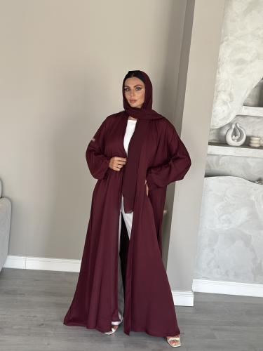 عبايه عنابي قماش بلاك بيريL21