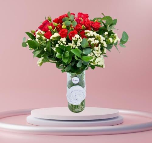 تقدير زهري/ فازه زجاجية ورودصغيرة