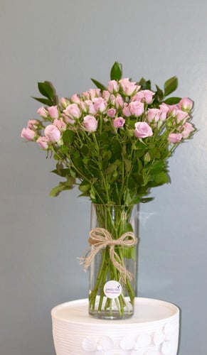 باقة بيبي روز وردية في مزهرية أنيقة