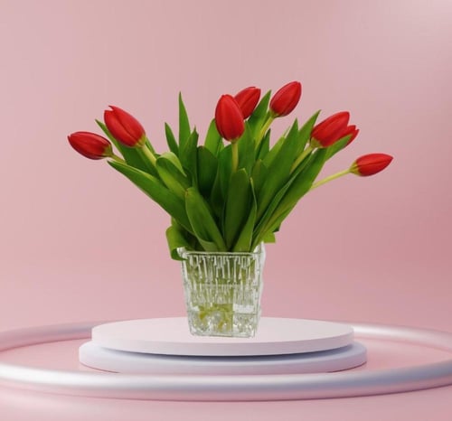 فازة توليب أحمر أنيقة