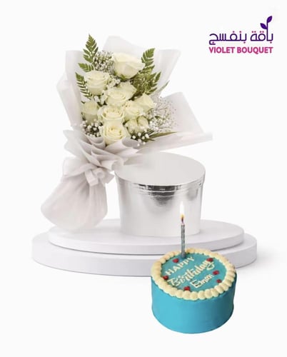 جمال وردي – باقة ورد وردي مع زنابق وأقحوان أنيقة م...