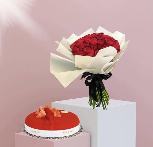 باقة ورد حمراء فاخرة - 30 وردة للتعبير عن الحب مع...