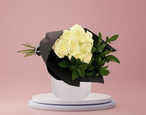 باقة ورد ابيض - أناقة نقية مع 10 ورود بيضاء