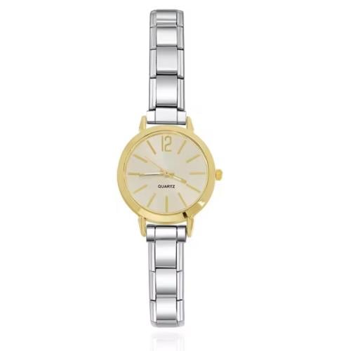 ساعة دائرية مكس ذهبي - فضي