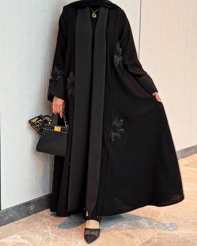 عباية الورد الاسود الفاخر