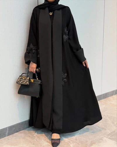 عباية الورد الاسود الفاخر