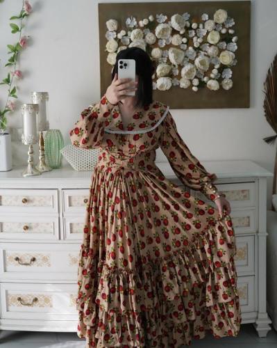 فستان رمضان بني -متجر قمر المملكه