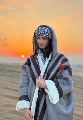 فروة نسائيه شتويه جوخ رمادي