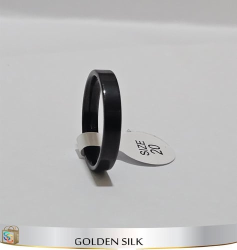 خاتم ستيل مبطن اسود سادهــ #20