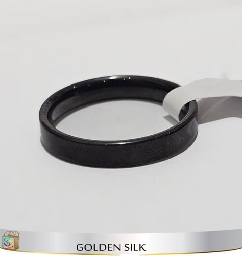 خاتم ستيل مبطن اسود سادهــ #20