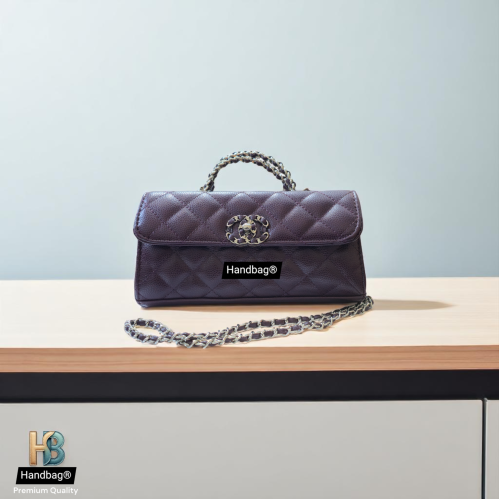 شنطة جلد باذنجاني حجم وسط