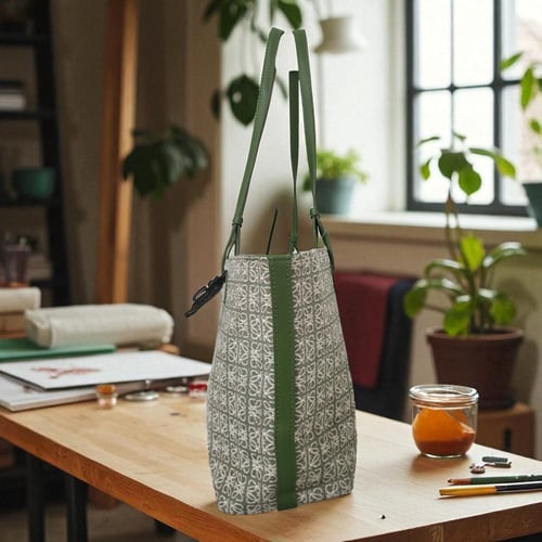 حقيبة لوي قماشية وسط فاخرة لون عشبي