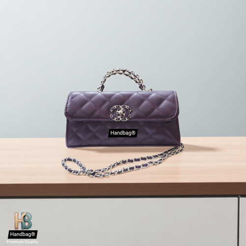 شنطة جلد باذنجاني حجم وسط