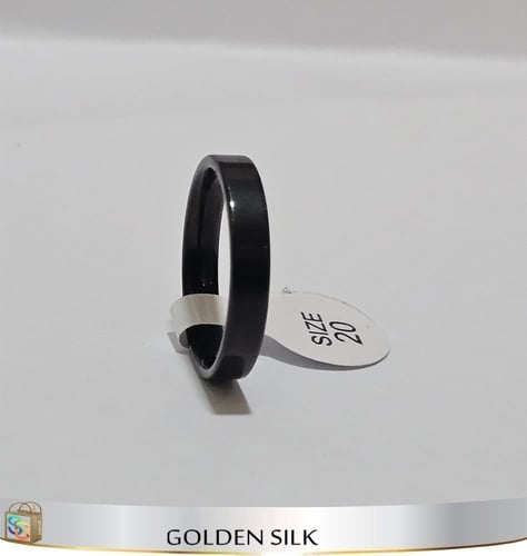 خاتم ستيل مبطن اسود سادهــ #18