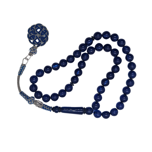 سبحة بكالايات شفاف أزرق دندوشة (نحاس)