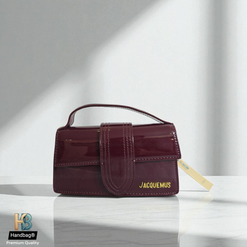 شنطه Jacquemus عنابي لماع 1
