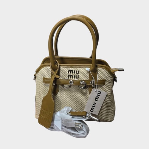 حقيبة ميو - موديل حديث مع لوقو علاق - بيج حد بني